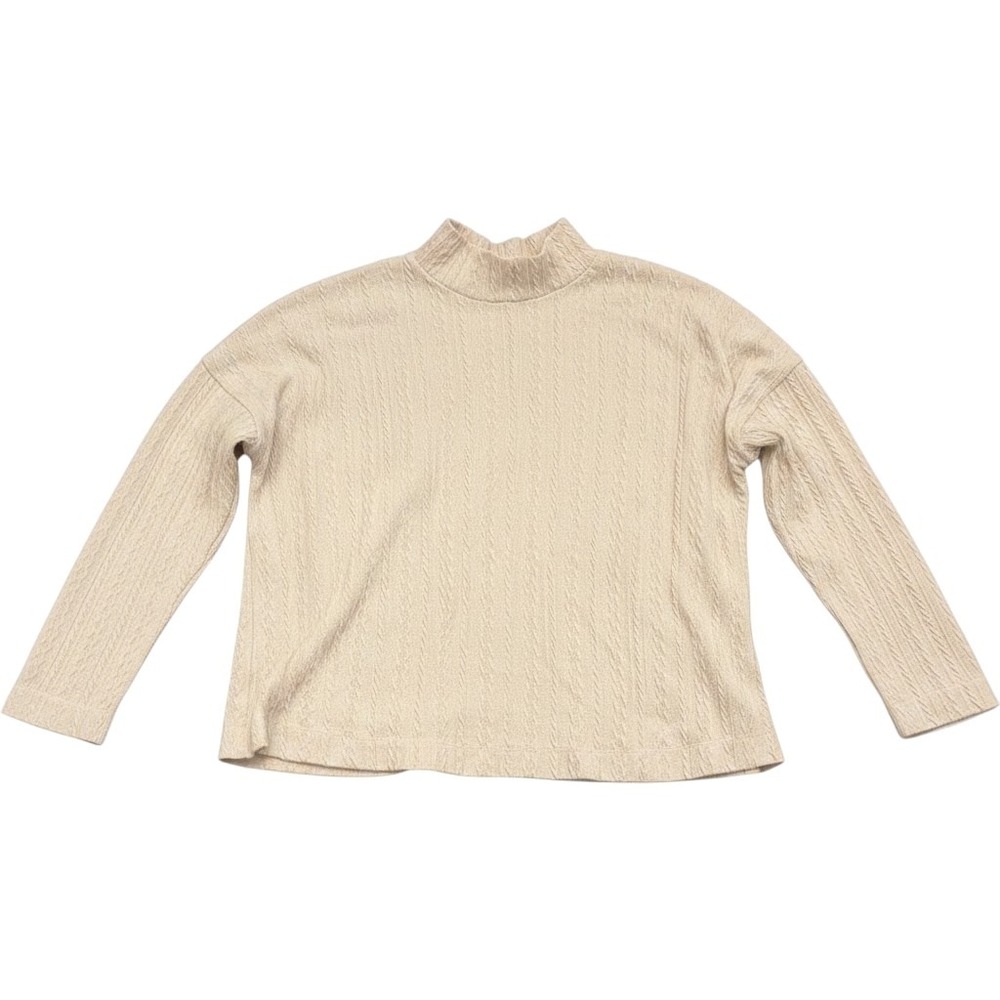 Woolworths Cable Knit Mock Neck Pullover Sweater Womens Large Cream Stretch